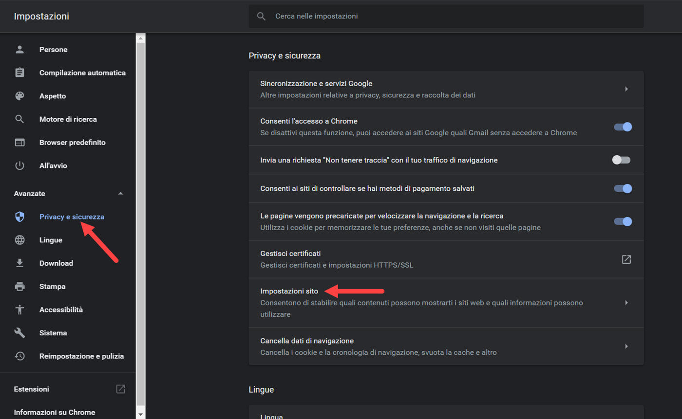 disattivare popup notifiche chrome 02