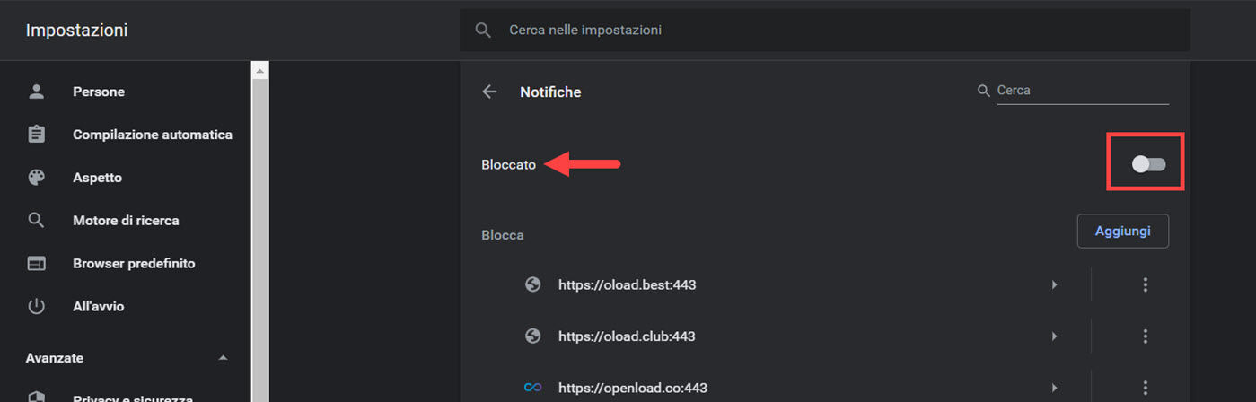 disattivare popup notifiche chrome 03
