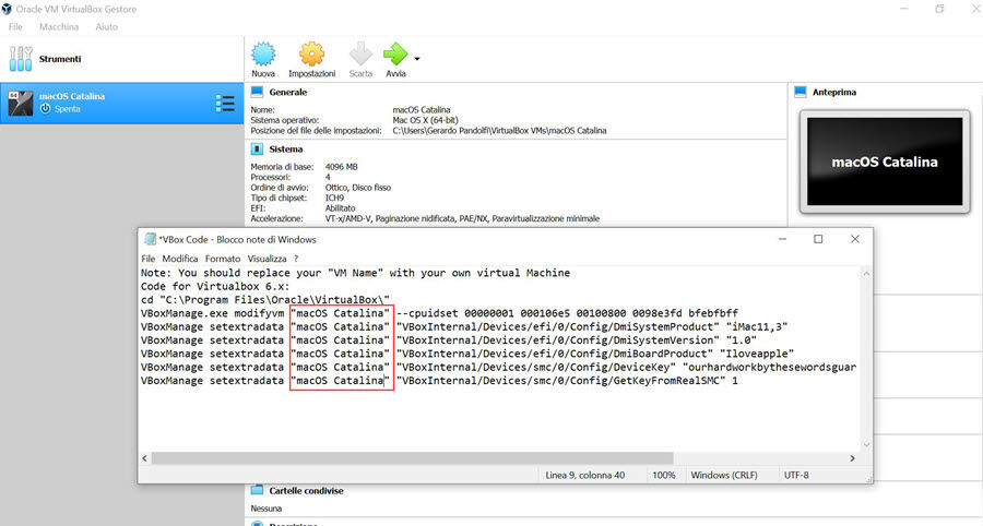 Installare macOS Catalina su Windows con VirtualBox 9