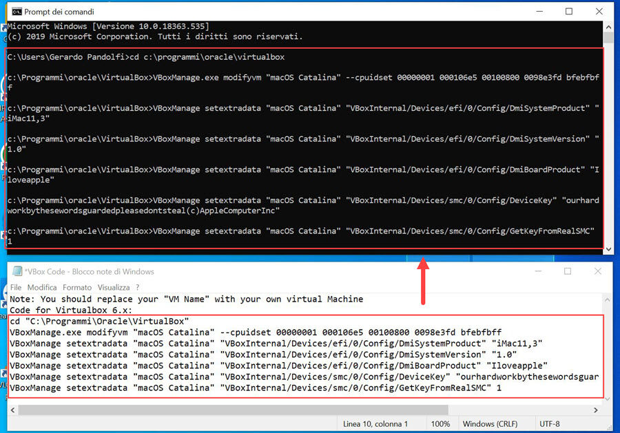 Installare macOS Catalina su Windows con VirtualBox 10