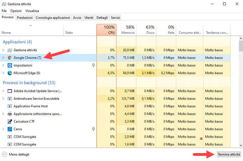 Ottimizzare Windows 10 per migliori prestazioni dei giochi 6 gestione attivita windows 10