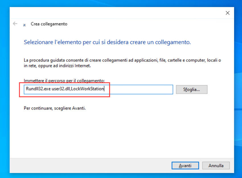 Come bloccare Windows con un click 3 bloccare pc shortcut 02