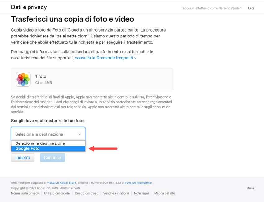 trasferire foto icloud google foto 02