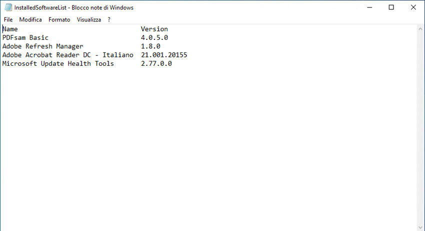 Come generare un elenco di tutti i software installati sul PC 5 lista programmi installati windows10 03