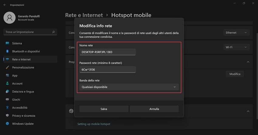 Come condividere internet del tuo computer con altri dispositivi 6 windows11 hotspot 04