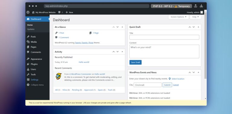 WordPress Playground: WordPress accessibile direttamente da browser se senza installare nulla 10 WordPress Playground