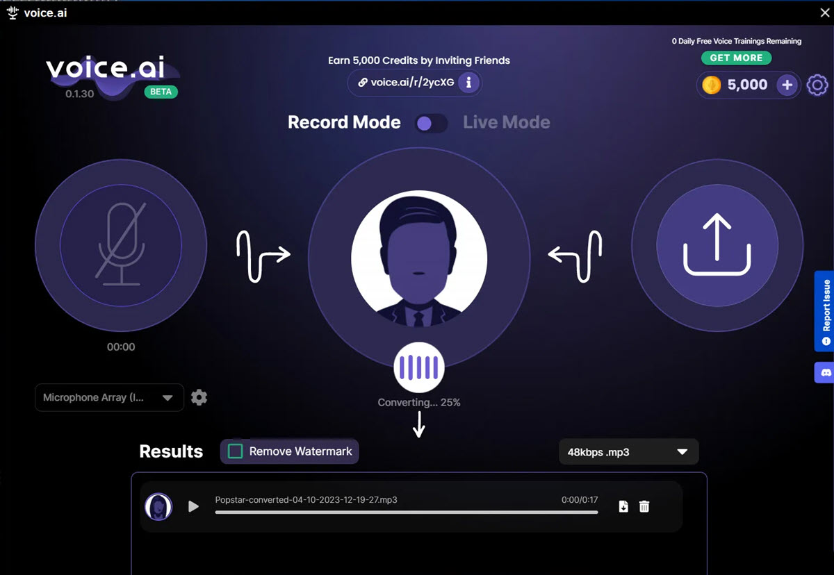 Voice.ai Record Mode